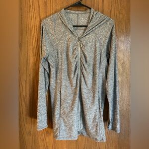 Athleta Womens Heather Gray Vitamin Sea Full Zip Jacket W/ Hood (Size L)